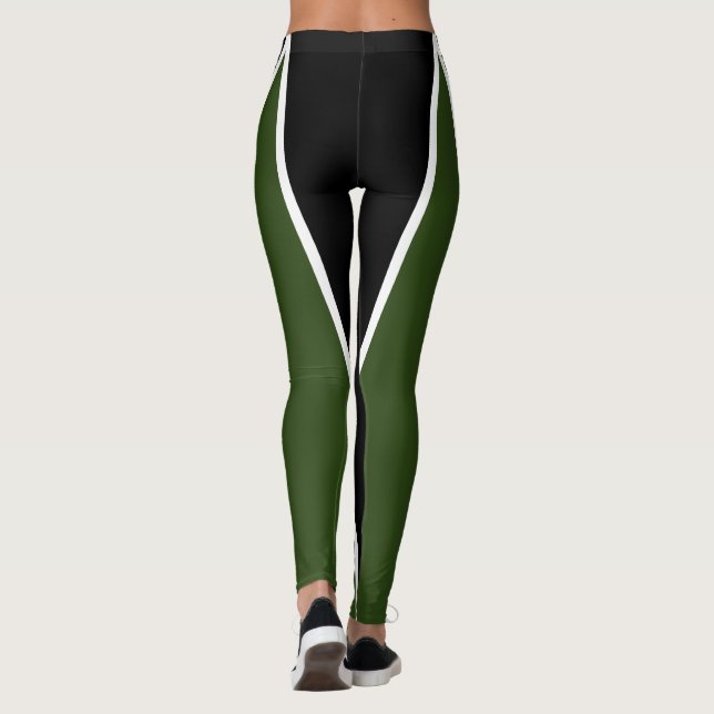 Shape & Kurvor Tri-Färg, Grönt, Svart, Vit Leggings (Baksida)