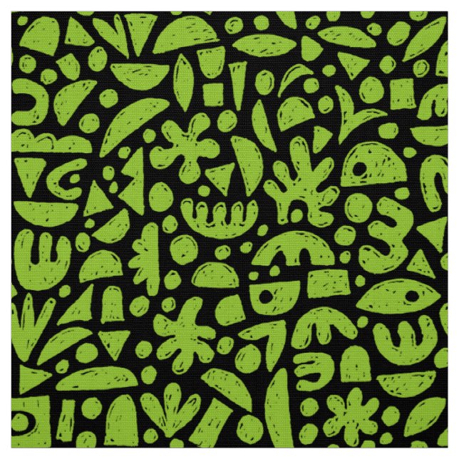 Shapes Abstrakt 140821 - martisk Grönt på Black Fa Tyg (Provkarta)
