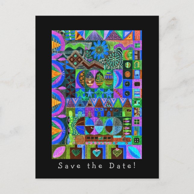 Shapes Mosaic Save the Date! Meddelande Vykort (Framsida)