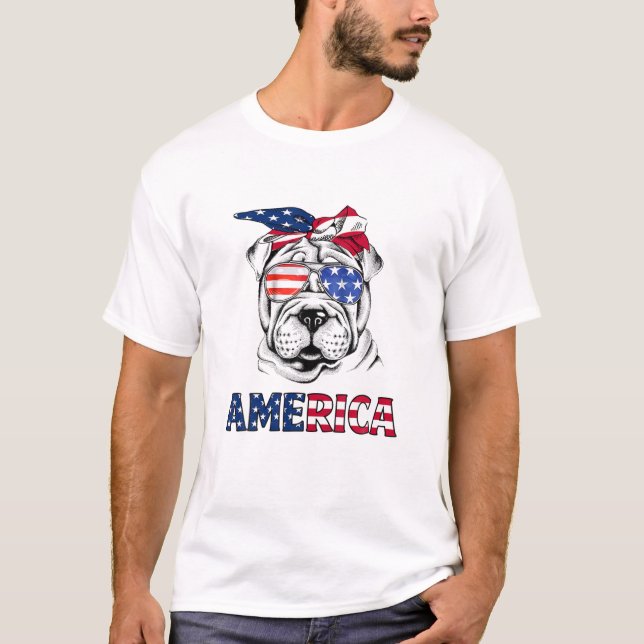 Shar Pei American Flagga Shar Pei Mamma Shar Pei 4 T Shirt (Framsida)