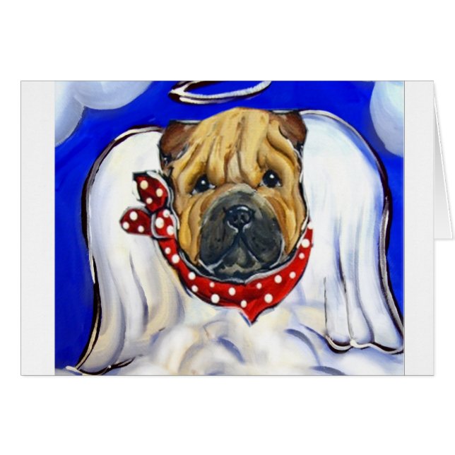 Shar-pei ängel hälsningskort (Framsidan Horizontal)