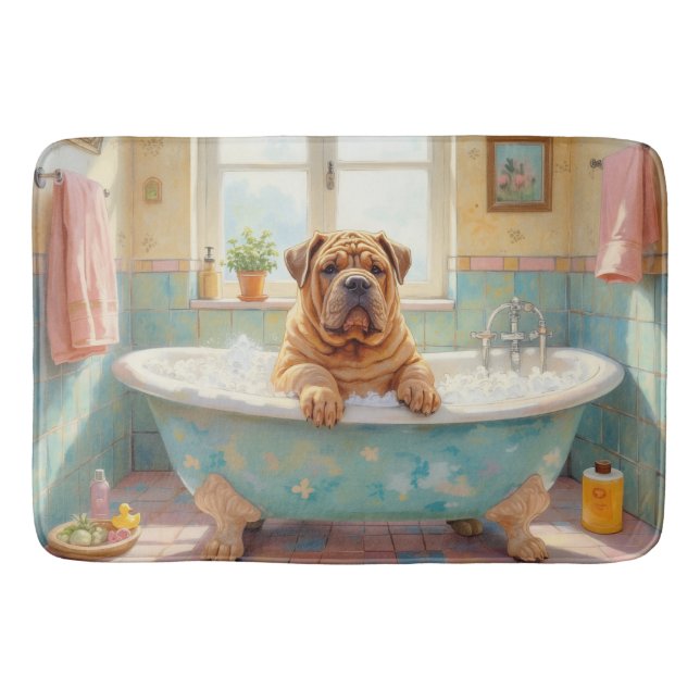 Shar-Pei Bath Time Cute Bathroom Decor Badrumsmatta (Framsidan)