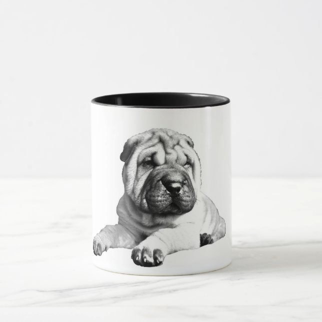 Shar Pei Black and White Mugg (Center)