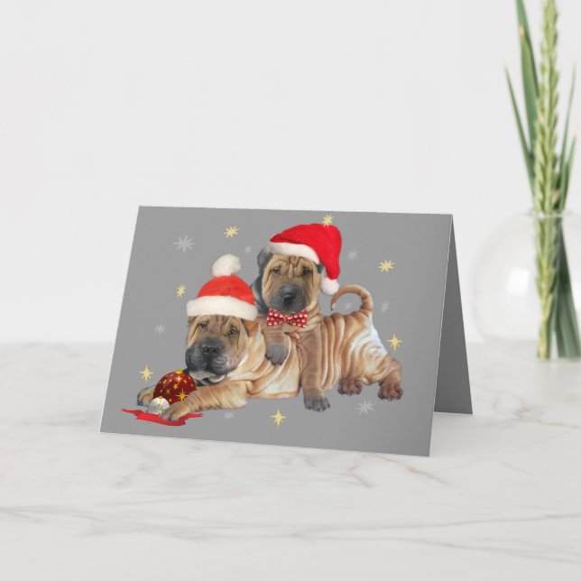 Shar-pei-bröder julkort helgkort (Framsida)