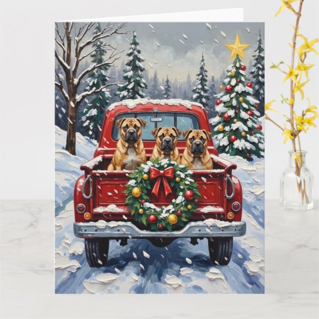 Shar Pei Christmas Red Truck Holiday Kort (Gul blomma)