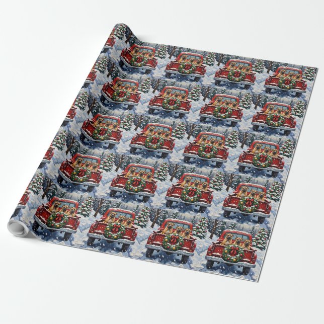 Shar Pei Christmas Red Truck Holiday Presentpapper (Utrullad)