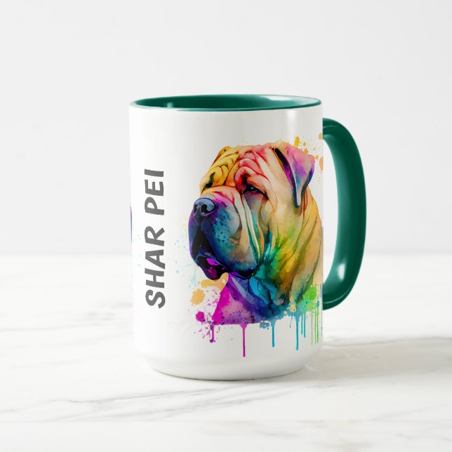 Shar Pei Colorful Personlig mugg (Framsida höger)