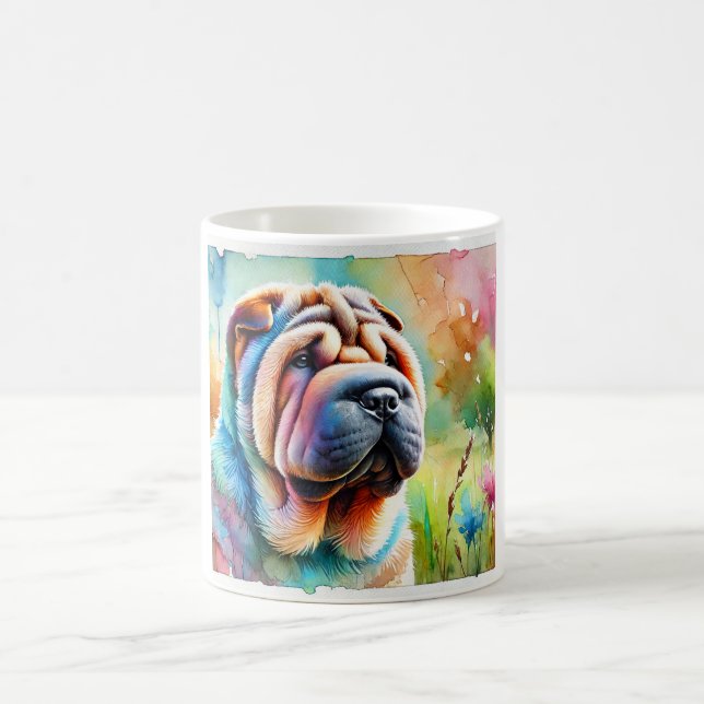 Shar Pei Dog 020824AREF103 - Watercolor Kaffemugg (Center)