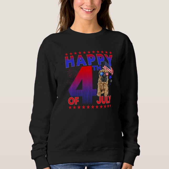 Shar Pei Dog American Flag Glasses Happy 4th Of Ju T Shirt (Framsida)