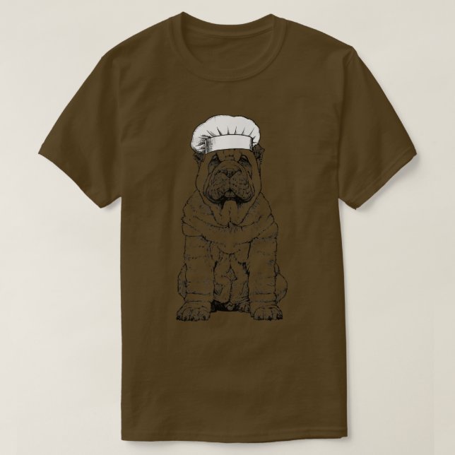 Shar Pei Dog Cook Chef Funny Cooking  T Shirt (Design framsida)