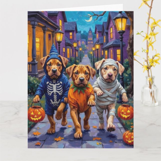 Shar Pei Dogs Trick-or-Treating Halloween Costumes Kort (Gul blomma)