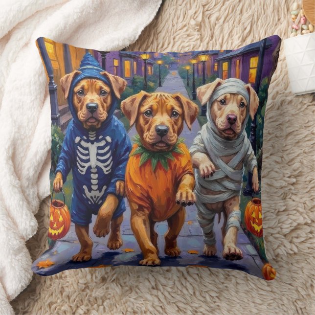 Shar Pei Dogs Trick-or-Treating Halloween Costumes Kudde (Filt)