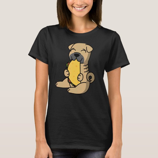 Shar Pei Eating a Taco Hund T Shirt (Framsida)