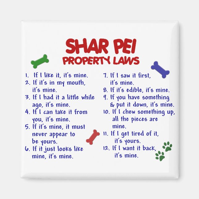 SHAR PEI EGENDOM LAGSTIFTNING 2 MAGNET (Framsidan)