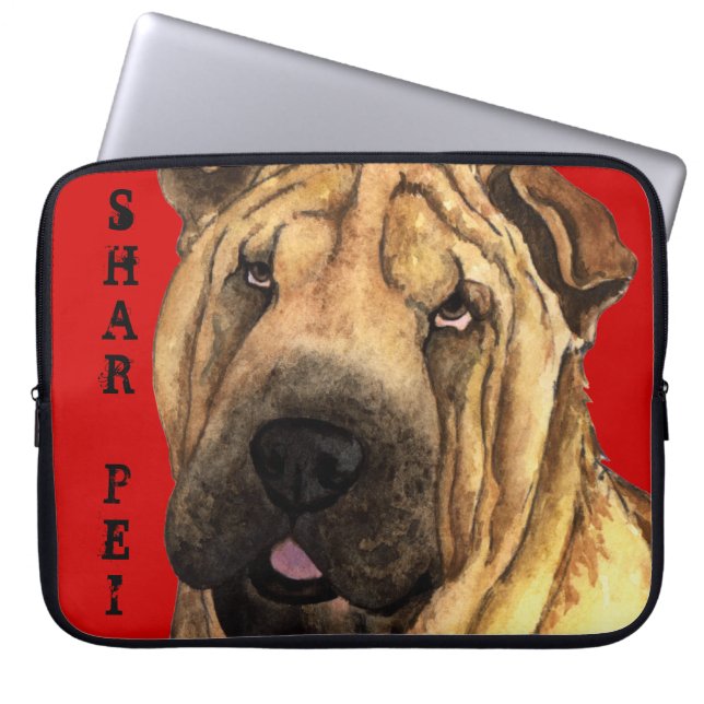 Shar-Pei Färg Block Laptop Sleeve (Framsidan)