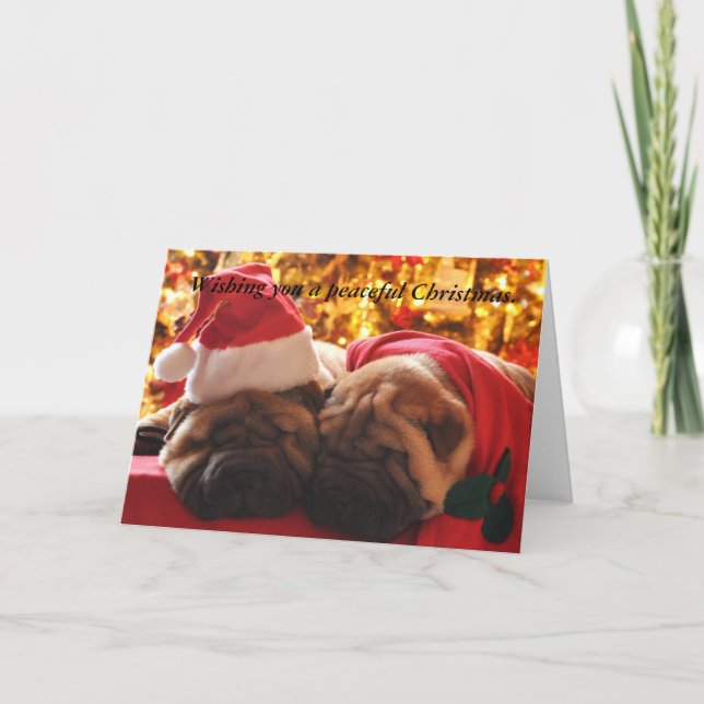 Shar Pei fridsam jul Helgkort (Framsida)