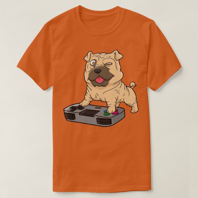 Shar Pei Gamepad Kawaii T Shirt (Design framsida)