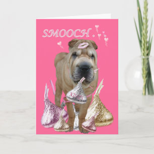 SHAR-PEI GER KYSSAR OCH SMÅR-HÅNGLAR HELGKORT