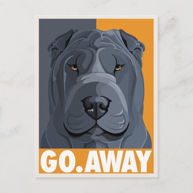 Shar Pei go Away Vykort (Framsida)