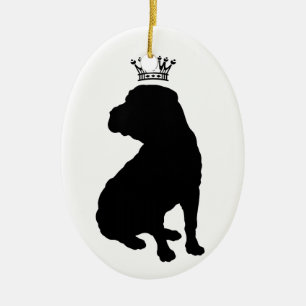 Shar Pei grundläggande svart kronaSilhouette Julgransprydnad Keramik