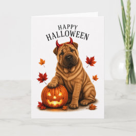 Shar Pei Halloween Djävulshund Kort