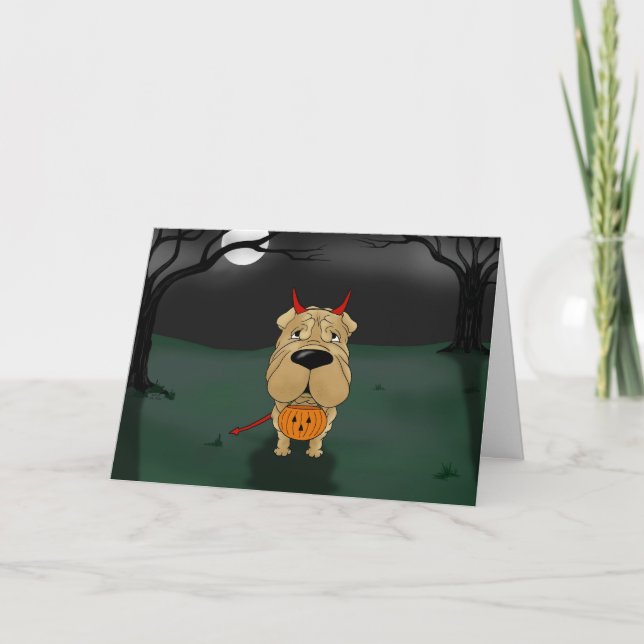 Shar-Pei Halloween Kort (Framsida)
