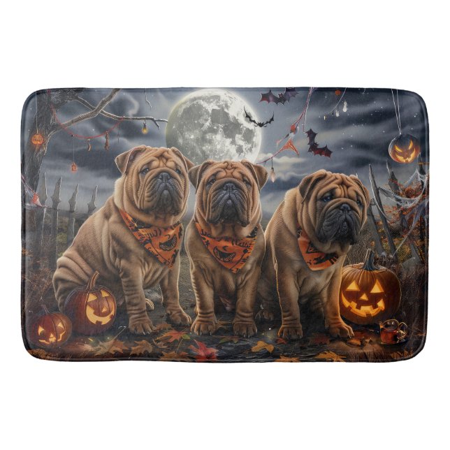 Shar Pei Halloween Kuslig Badrumsmatta (Framsidan)