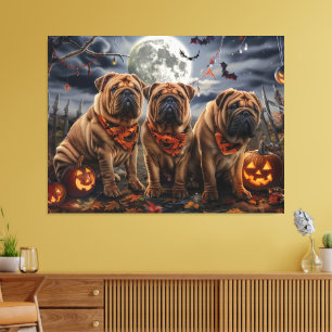 Shar Pei Halloween Spooky Canvastryck