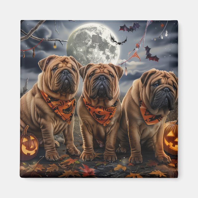 Shar Pei Halloween Spooky Magnet (Framsidan)