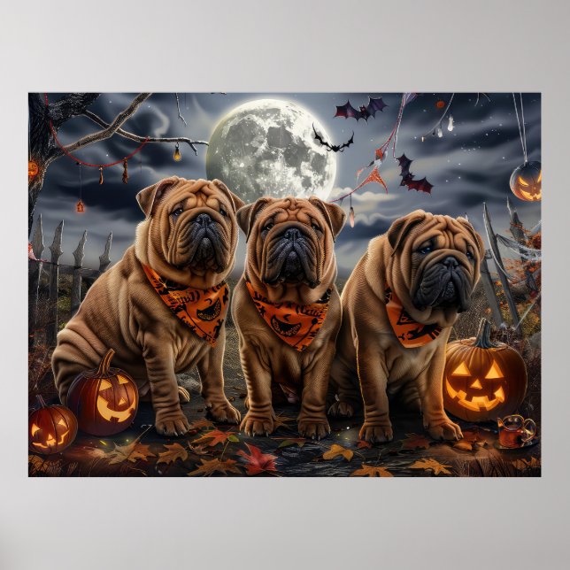 Shar Pei Halloween Spooky Poster (Framsidan)