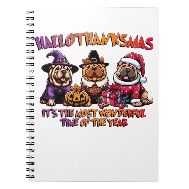 Shar Pei Halloween Thanksgiving jul Classic Anteckningsbok (Framsidan)