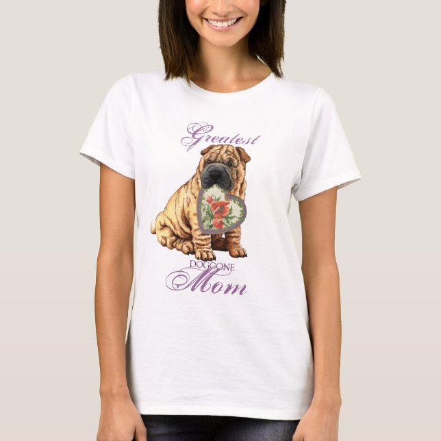 Shar-Pei Heart Mamma T-shirt (Framsida)