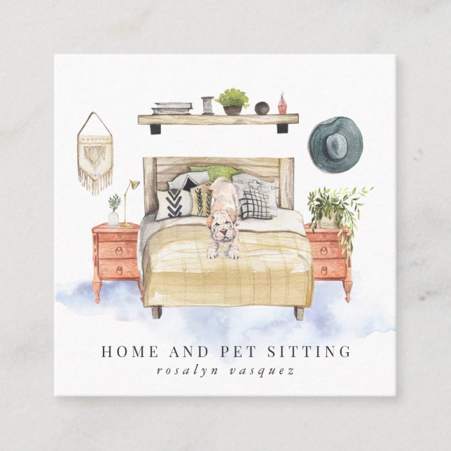 Shar Pei | Hem- och husdjurs-sittning Fyrkantigt Visitkort (Framsida)