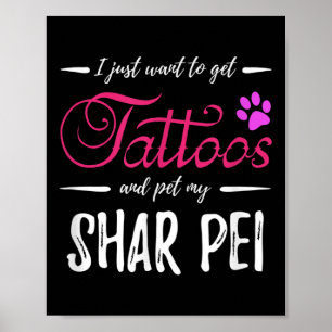 Shar Pei Hund älskare Tattoo Rolig hund Mamma Gift Poster