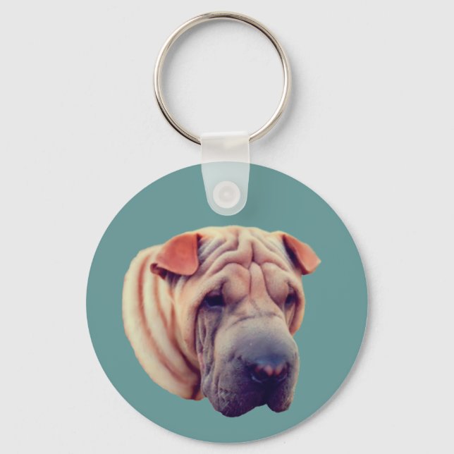 Shar Pei Hund Ansikte Djur  Nyckelring (Framsida)