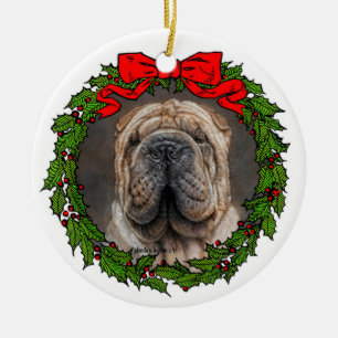 Shar Pei Hund Art by Glenda Harlan Julgransprydnad Keramik