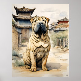 Shar Pei - Hund Art-utskrift Poster