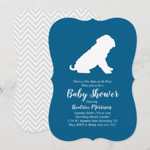 Shar-Pei Hund Baby Shower Blue Boy Inbjudningar