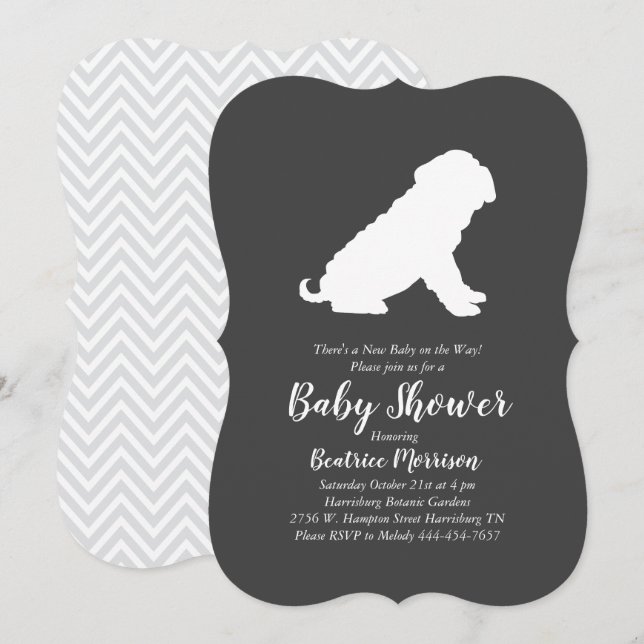 Shar-Pei Hund Baby Shower Gender Neutral Inbjudningar (Fram/baksida)