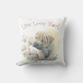 Shar-pei Hund Blommigt Mamma Kudde