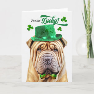 Shar Pei Hund Feelin' Lucky St patrick's day Helgkort