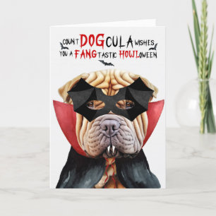 Shar Pei Hund Funny Count DOGcula Halloween Helgkort