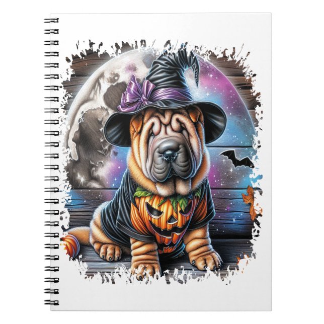 Shar Pei Hund Halloween Square Anteckningsbok (Framsidan)
