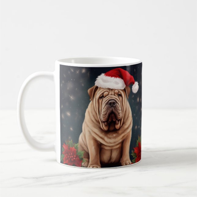Shar Pei hund i snö jul Kaffemugg (Vänster)