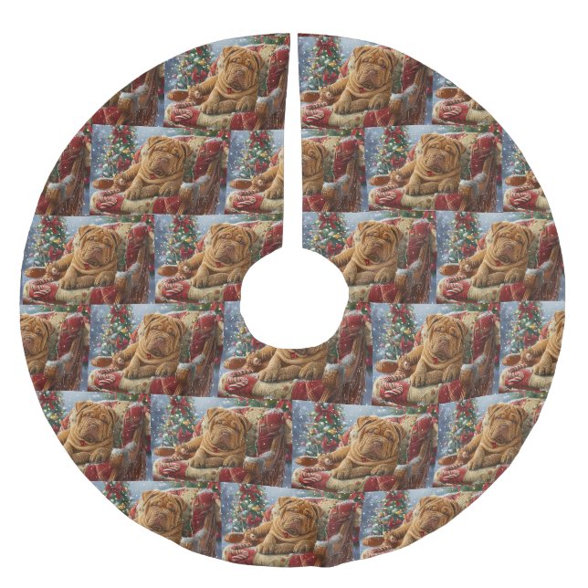 Shar Pei Hund Jul Festlig Julgransmatta Borstad Polyester (Framsidan)