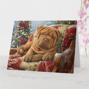 Shar Pei Hund Jul Festlig Kort