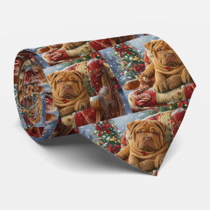 Shar Pei Hund Jul Festlig Slips