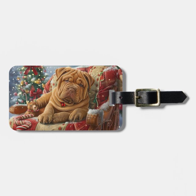 Shar Pei Hund julafton Bagagebricka (Horisontell Framsida)