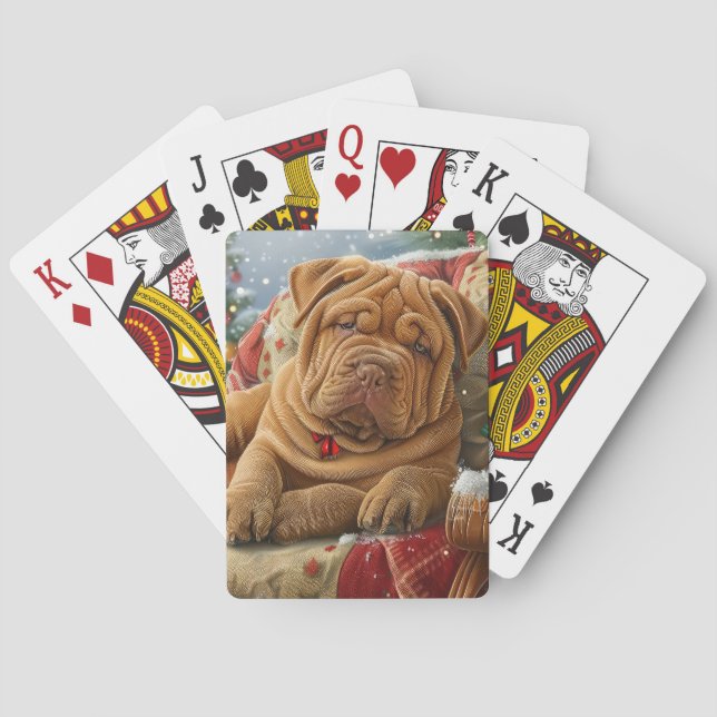 Shar Pei Hund julafton Casinokort (Baksidan)