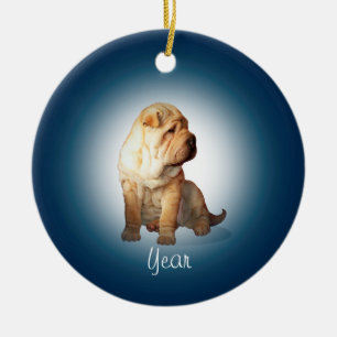 Shar Pei Hund Julgransprydnad Keramik